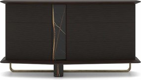 Comodă lemn masiv Maura Negru, 150 × 81 × 58 cm