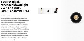 Spot LED incastrabil TULIPA Black recessed downlight 7W 15° 4000K CRI90 casambi IP44