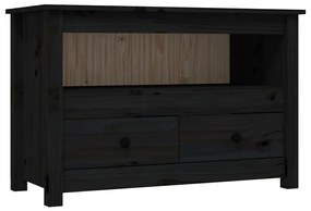 821501 vidaXL Comodă TV, negru, 79x35x52 cm, lemn masiv de pin