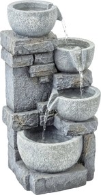 Outsunny Fântână de grădină Cascadă 4 niveluri Decorațiune efect piatră și cărămidă cu iluminare LED 28 x 25 x 54,5 cm Gri | Aosom Romania