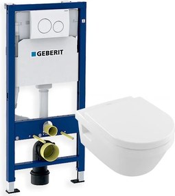 Set vas wc suspendat Villeroy&Boch Arhitectura cu capac si rezervor cu clapeta alba Geberit Delta