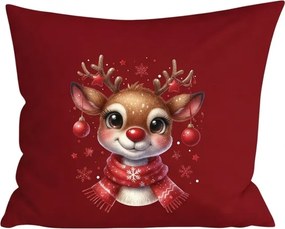 3D husa pentru perna din microfibra MERRY FAWN 45x45 cm, rosu