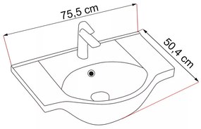 Dulap inferior Bianca Plus 75 cu lavoar, culoare stejar sonoma