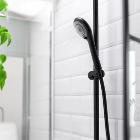 WENKO 24924100 - Cap de duș 11x11 cm cu sistem de economisire a apei, negru