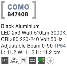 Aplica LED ambientala de exterior IP54 COMO neagra NVL-847408