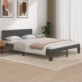 810497 vidaXL Cadru de pat, gri, 140x200 cm, lemn masiv de pin