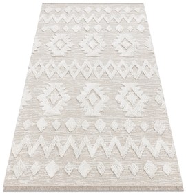 Covor ECO SISAL MOROC 22319 romburi boho franjuri - structural bej / cremă