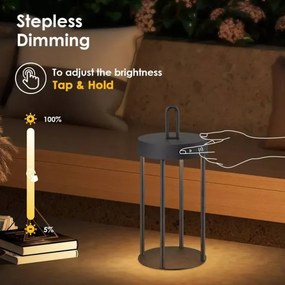Lampă de masă LED reglabilă, reîncărcabilă, pentru exterior, cu senzor tactil GENTLE LED/1,5W/3,7V 3000 mAh IP44 negru