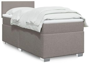 vidaXL Pat box spring cu saltea, gri taupe, 90x200 cm, textil