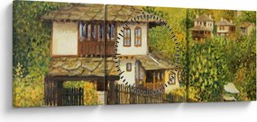 Tablou - Cabane în timpul verii (cu ceas) (90x30 cm)