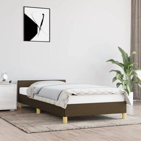 347386 vidaXL Cadru de pat cu tăblie, maro închis, 90x200 cm, textil