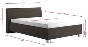 Pat tapițat DALMA 140x200 cm, cu spațiu de depozitare și saltea, gri/maro