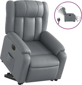 vidaXL Fotoliu rabatabil electric cu ridicare, gri, piele ecologică