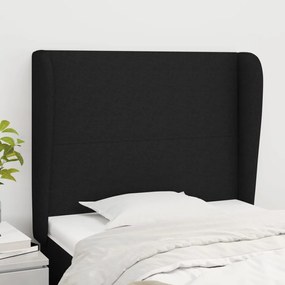 3117652 vidaXL Tăblie de pat cu aripioare, negru, 83x23x118/128 cm, textil