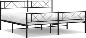 vidaXL Cadru pat metalic cu tăblii de cap/picioare, negru, 183x213 cm