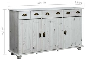 Servanta, 134x39x79,5 cm, lemn masiv de pin 1, Alb