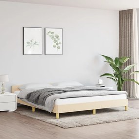 Cadru de pat cu tablie, crem, 180x200 cm, textil Crem, 180 x 200 cm