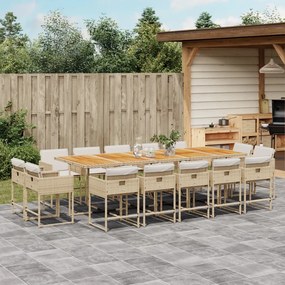 vidaXL Set mobilier de grădină cu perne, 15 piese, bej, poliratan