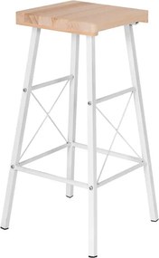Set 2 scaune de bar ,lemn și metal, alb-maro, 30x30x70 cm, HOMS