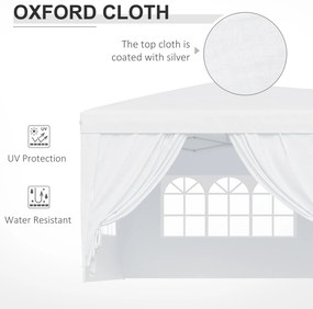 Outsunny Pavilion Pliabil pentru Grădină cu 6 Panouri Laterale, Alb, 3x6m | Aosom.ro