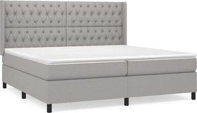 vidaXL Pat box spring cu saltea, gri deschis, 200x200 cm, textil