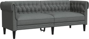 vidaXL Canapea Chesterfield cu 3 locuri, gri închis, material textil