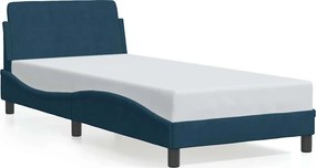 vidaXL Cadru de pat cu tăblie, Dover, albastru, 90x200 cm, catifea