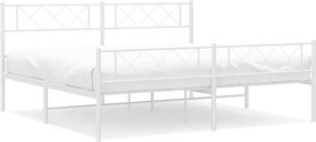 vidaXL Cadru de pat metalic cu tăblie de cap/picioare, alb, 183x213 cm