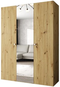 Dulap de haine 150 cm Parna 2 (Stejar artisan + Argintiu). 1125922
