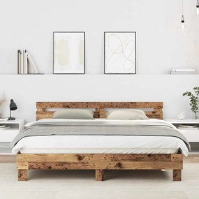 vidaXL Cadru de pat cu headboard Lemn Vechi 180 x 200 cm Lemn compozit