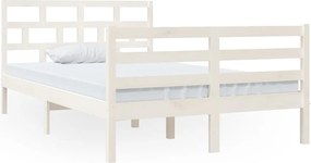 vidaXL Cadru de pat mic dublu, alb, 120x190 cm, lemn masiv