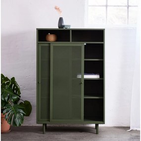 Dulap verde închis din metal cu ușă glisantă 90x140x40 cm Veep – Unique Furniture