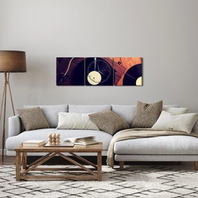 Tablou - Discuri de gramafon (cu ceas) (90x30 cm)