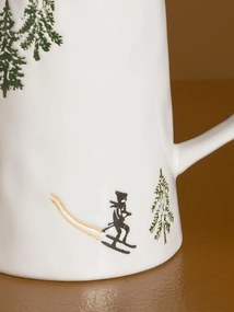 Ceainic din ceramică albă cu motive de iarnă pictate manual, 11,5 × 9 cm, „Slalom"