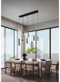 Lustră neagră cu abajur din metal/cu abajur din sticlă Mataro – Trio