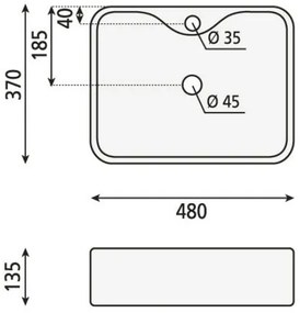 Sapho - Lavoar pentru blat BALENA 48x37 cm, negru mat