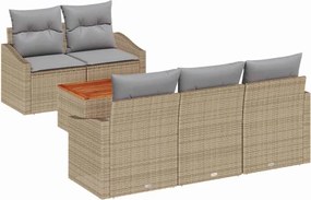 vidaXL Set de canapele pentru grădină cu pernă 6 pcs Bej poliratan