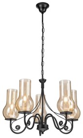 Lustră pe lanț Brilagi COTTAGE 5xE14/40W/230V negru/maro