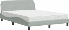 vidaXL Pat cu saltea, Dover, gri deschis, 120x200 cm, catifea