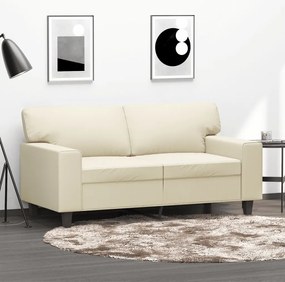vidaXL Canapea cu 2 locuri, crem, 120 cm, piele ecologică