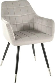 Scaun NUXE, gri deschis/negru, stofa catifelata/metal, 56x42x83 cm