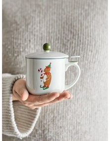 Cană crem cu filtru din gresie 300 ml cu model de Crăciun Valentin – Bloomingville