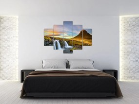 Tablou cu munții și cascade pe Islanda (150x105 cm)