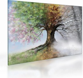 Tablou pe sticlă - Arborele celor patru anotimpuri (70x50 cm)