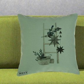 Perna Decorativa Scara Scandinavica cu Stele, 40x40 cm, Verde, Husa Detasabila, Perna Inclusa, BEKZ®