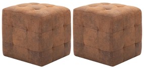 vidaXL Noptiere, 2 buc., maro, 30x30x30, piele întoarsă ecologică