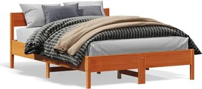 vidaXL Cadru pat fără saltea, maro ceruit, 135x190 cm, lemn masiv pin
