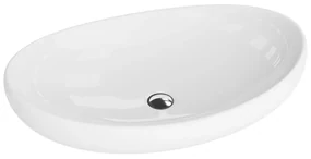Lavoar pe blat Rune Rolf oval 60 cm alb lucios
