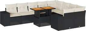 vidaXL Set canapele de grădină cu perne, 10 piese, negru, poliratan