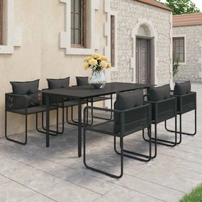Set mobilier de gradina, 7 piese, negru, ratan PVC Lungime masa 190 cm, 7